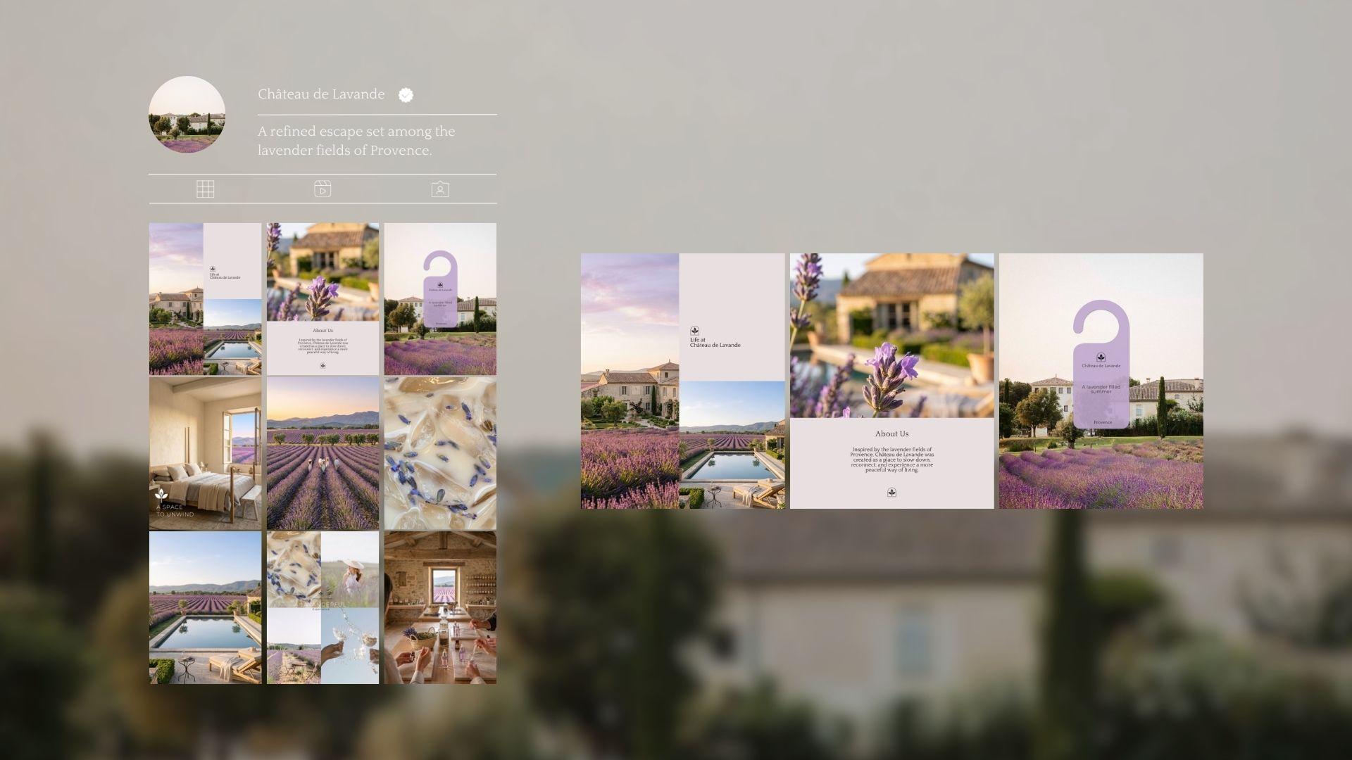 Every element was designed to reflect the essence of lavender and its connection to relaxation, nature, and craftsmanship. From a soft, nature-inspired colour palette to a refined visual identity, the brand captures the atmosphere of Provence and the experience of the retreat.