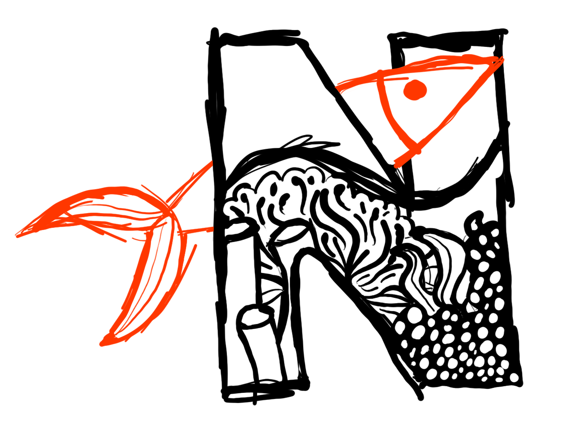 SDG14 (Sustainable Development Goal) Letter “N” Sketch