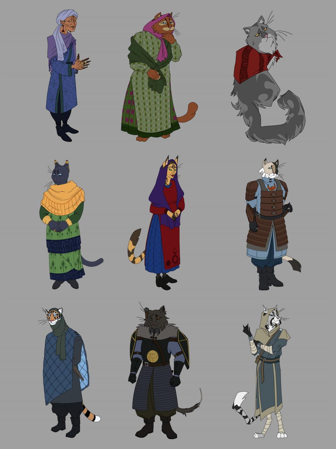 A conceptual redesign of some Khajiit NPCs from the video game TES: V Skyrim.
