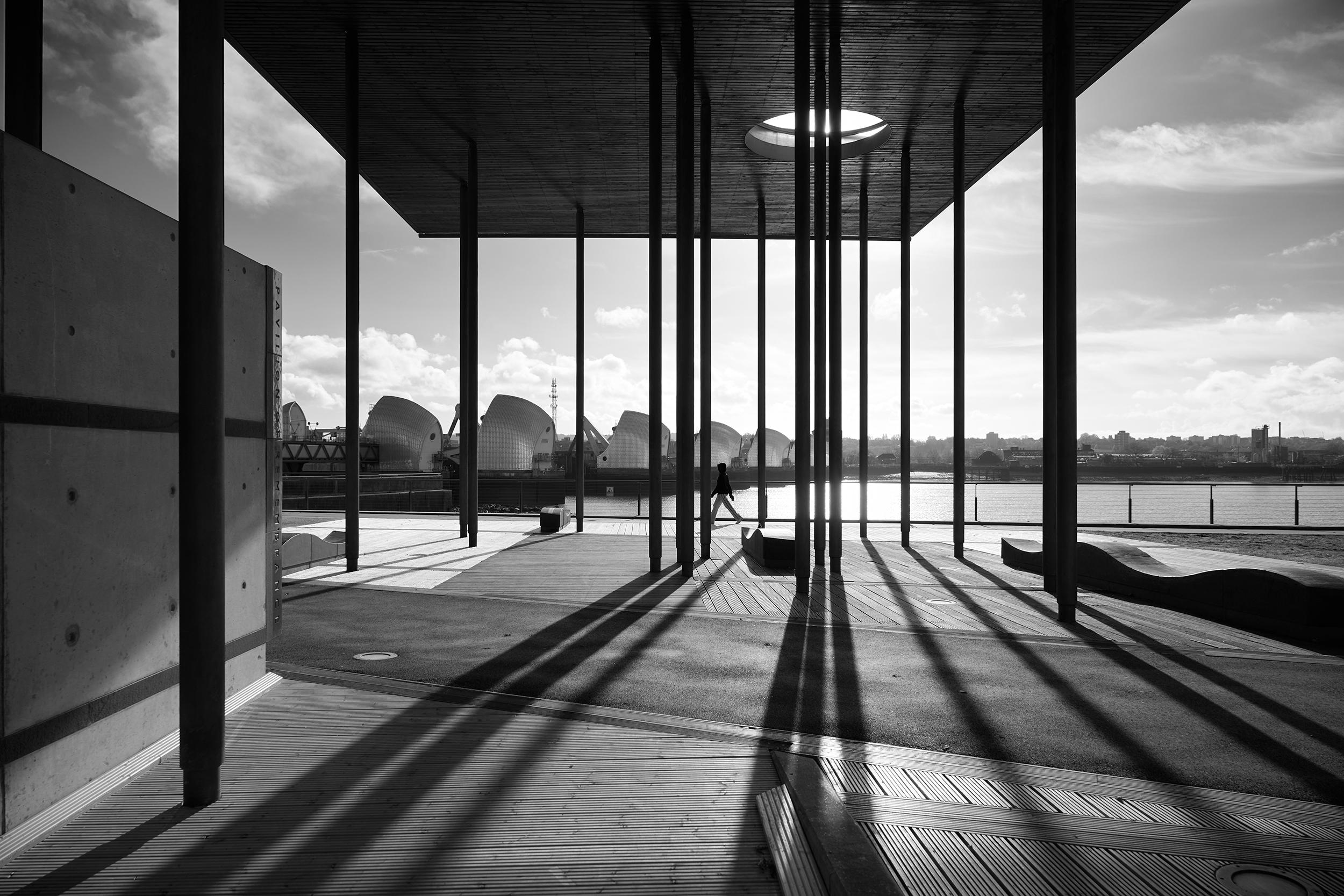 London - One element Docklands, at the Thames Barrier Park overlooking the Thames Barrier.