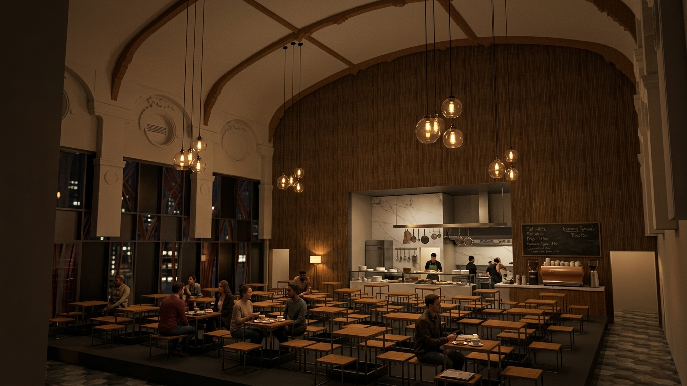 Night Cafe Interior Render