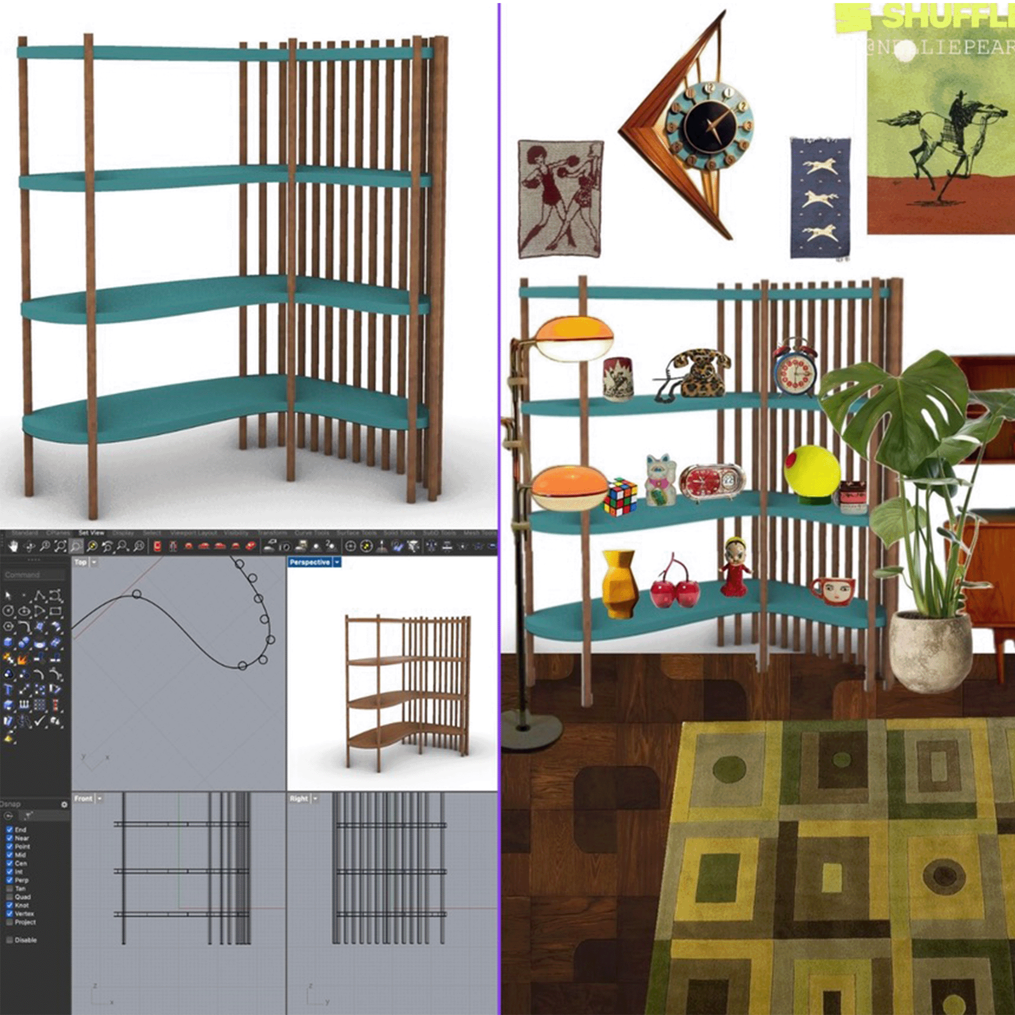Mid Century Modern Inspires Shelving Unit